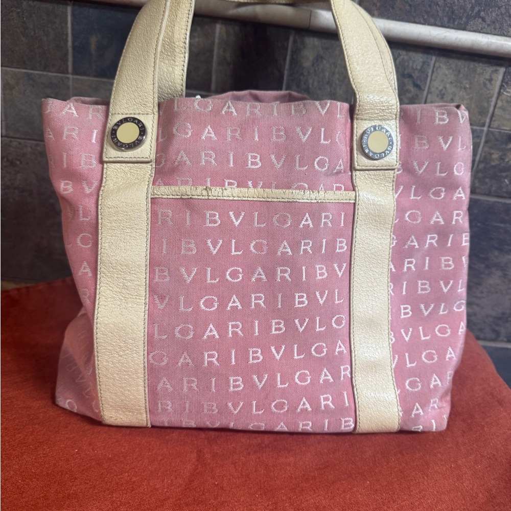Bvlgari Pink and Cream Women's Tote Bag